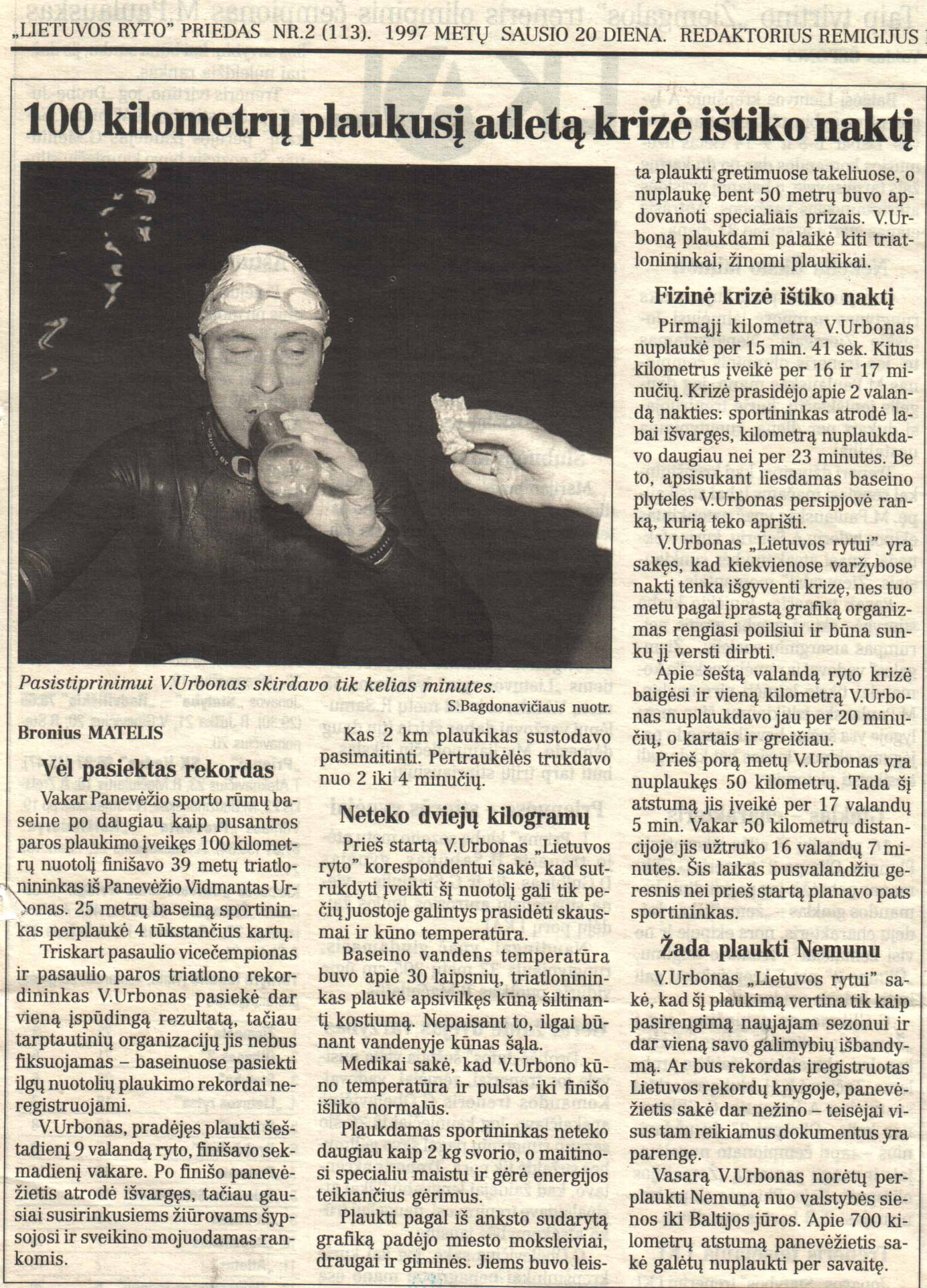 1997 m. reportažas apie naktinę krizę 100 km plaukime
